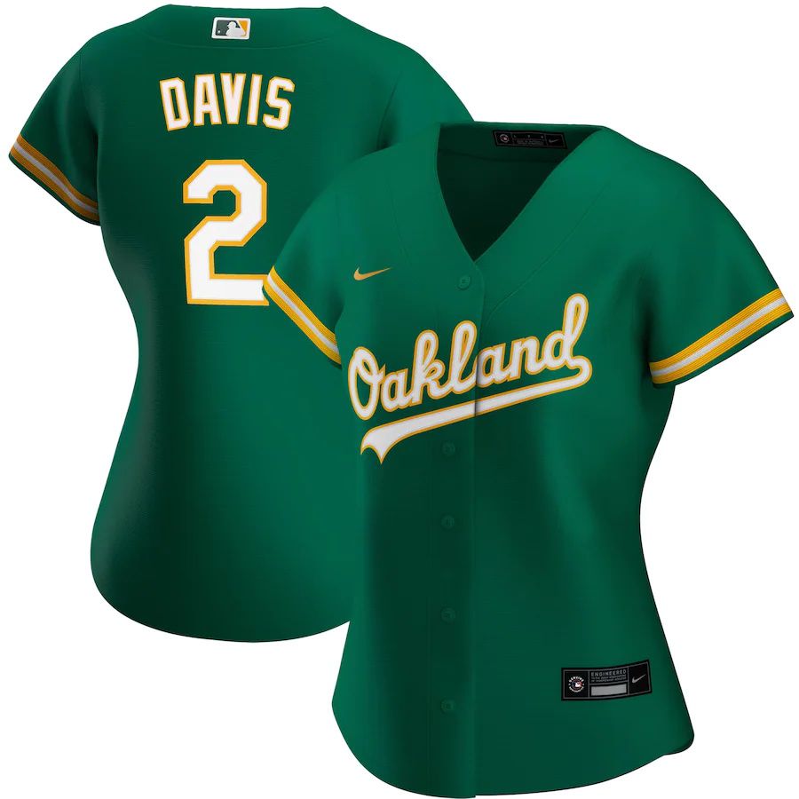 Womens Oakland Athletics #2 Khris Davis Nike Green Alternate Replica Player MLB Jerseys